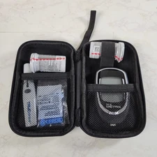 True Metrix Blood Glucose Meter, Lancet Device, Expired Strips & Case EUC WORKS