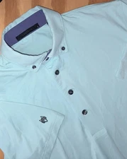 Greyson Performance Short Sleeve Golf Polo Mens Small Light Blue Solid