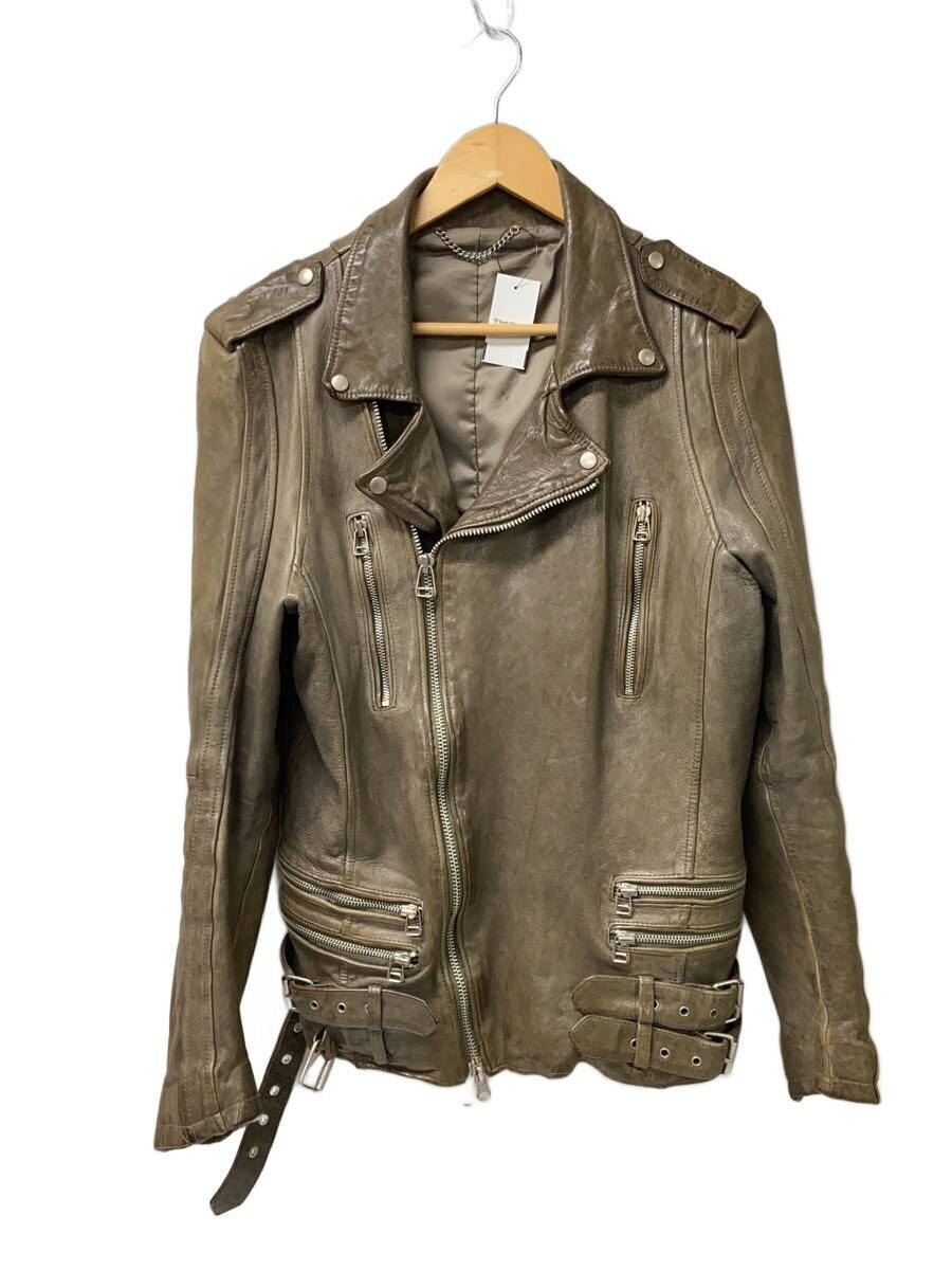 Leather Double Rider Jacket/L/Gry 3566