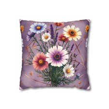 Wildflower Bouquet Pillowcase  Square Pillowcase, Floral Throw Pillow