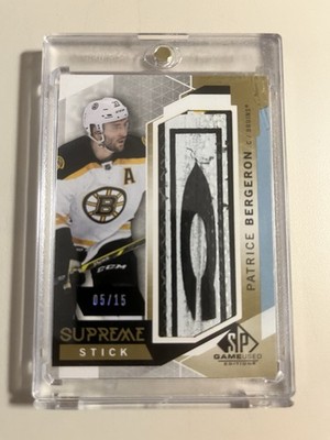 2015-16 UPPER DECK SP GAME USED #PA-NB Patrice Bergeron SUPREME STICK RELIC /15