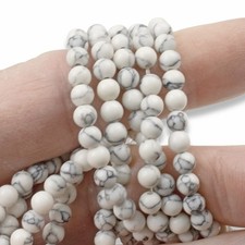 White Howlite Beads 4mm Round Gemstone Strand 90pcs Jewelry Making Supplies