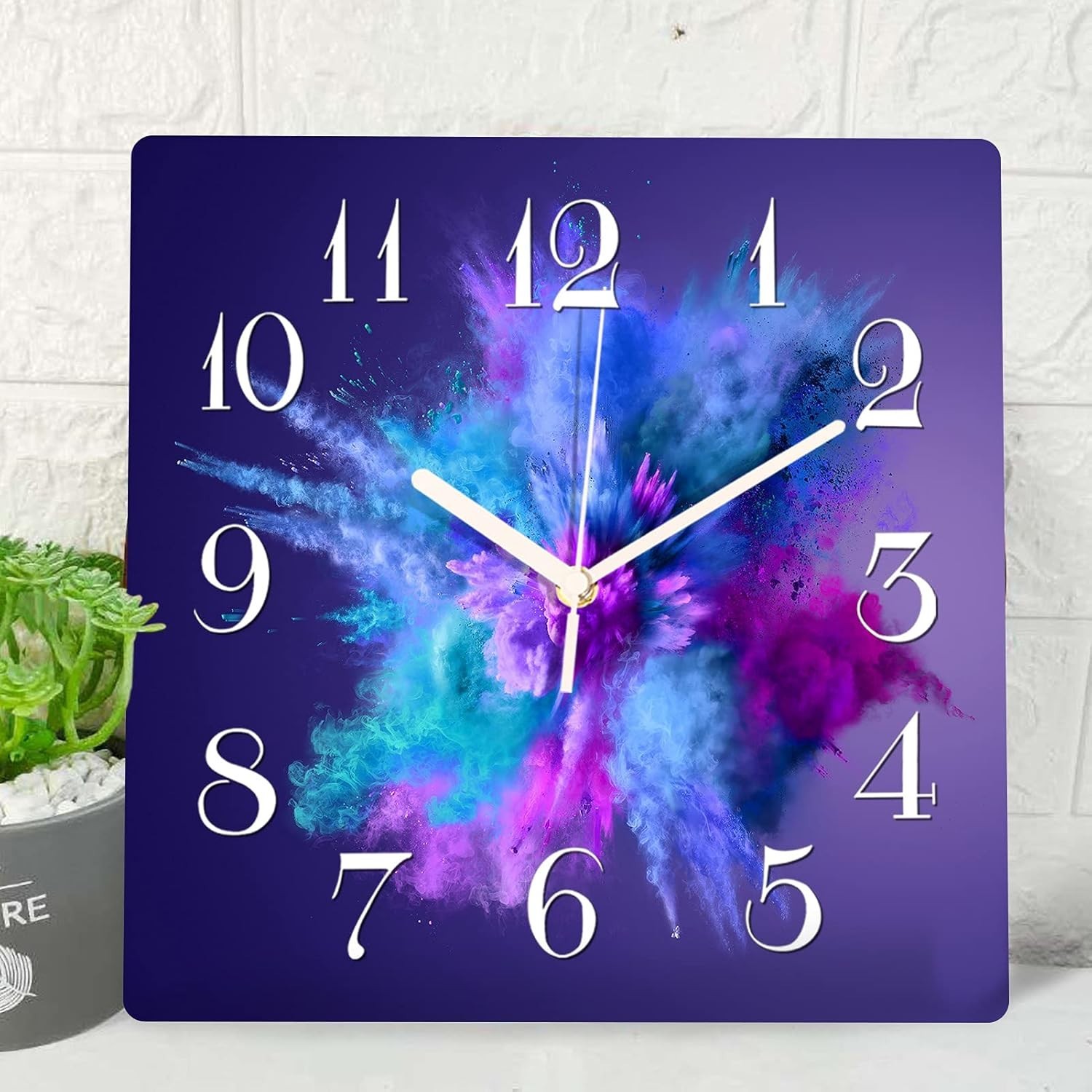 Wooden Wall Clock Silent Non-Ticking ,Purple Blue Pink Gradi