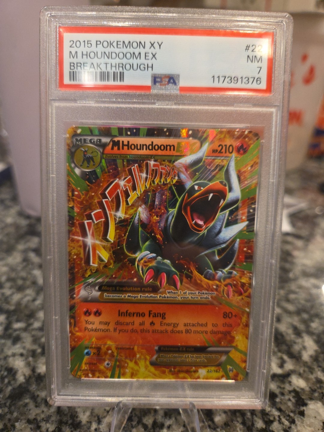 M Houndoom EX #22 - 2015 Pokemon XY Breakthrough - PSA 7 Crack & Regrade???