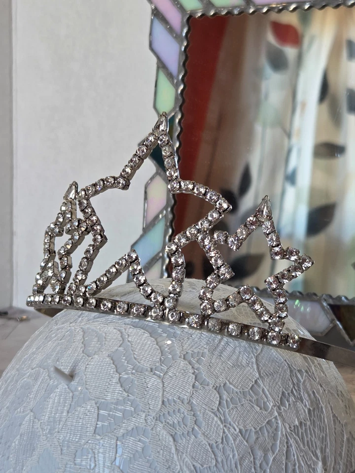 Tiara de strass coroa concurso de beleza concurso drag queen estrelas vintage - Imagem 3 de 4