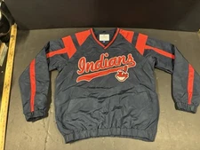 G-III Sports By Carl Banks Men’s Navy Blue Cleveland Indians Pullover Jacket (M)