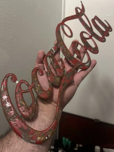 vintage Area  coke sign metal Distressed