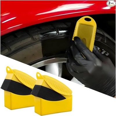 2-Piece Tire Contour Dressing Applicator with Lid, Foam Wax Buff Color: Yello