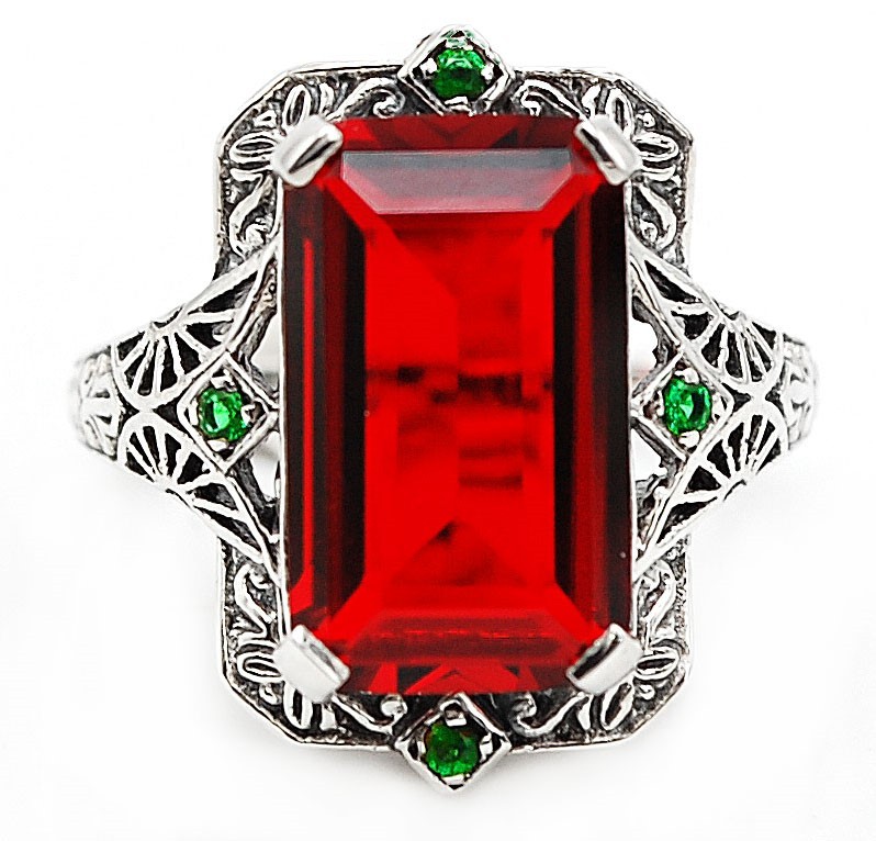 10CT  Fire Garnet 925 Sterling Silver Ring Sz 6 Z7-4
