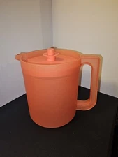 Tupperware 1.5 Quart Pitcher Push-Button Lid Translucent Salmon/Coral/Orange