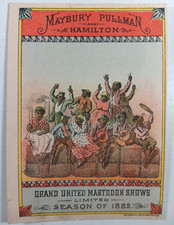 5. 1882 CIRCUS TRADE CARD Maybury Pullman, Courier LItho Buffalo JUBILEE SINGERS