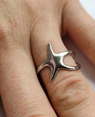 Verstellbarer Edelstahl Stern Ring Silber Minimalistisch Unisex Star