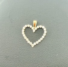 14 K Yellow Gold Heart Pendant With Cubic Zirconia