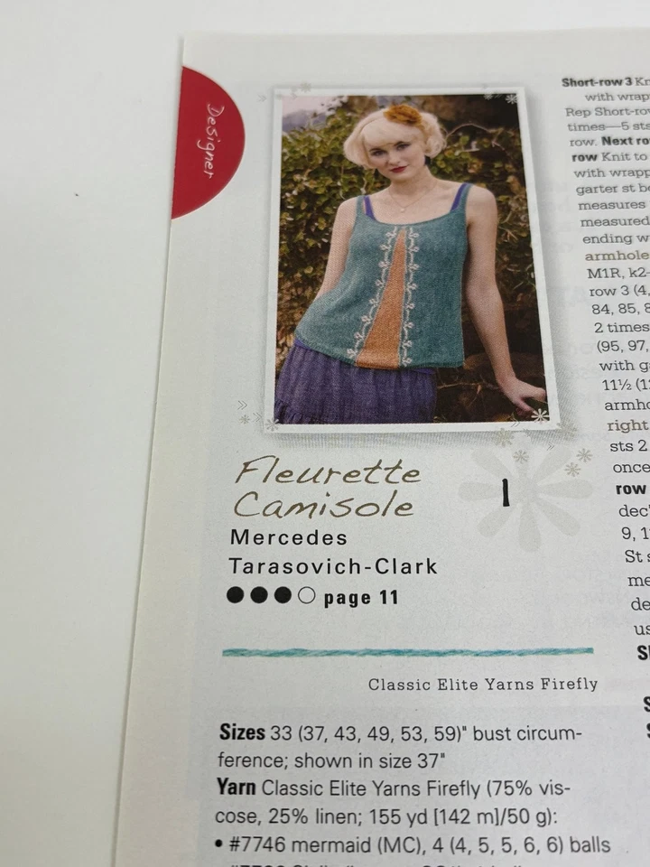 Fleurette Camisole Knitting Pattern Sizes 33-59" Magazine Pages - Image 2 of 3