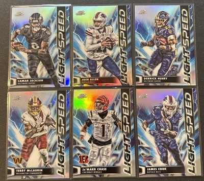 Josh Allen/ Lamar Jackson / Ja Marr Chase 6 Card Lot Light Speed Cosmic Chrome