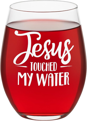 #ad Jesus Touched My Water Wine Glasses Funny Christian Gift for Women Gifts for 3 $30.79