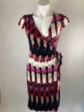 Ann Taylor Mod Geo True Wrap Stretch Dress XS