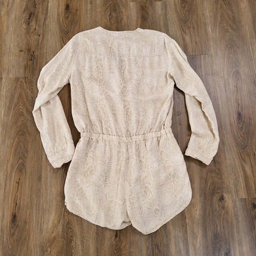 Anthropologie Cloth & Stone Romper Womens Small Linen Blend Faux Wrap Snakeprint - Picture 12 of 13