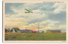 Glider Field, Elmira, New York NY~Curteich Linen Postcard Airplane, Aviation -N1
