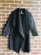 Chelsea And Theodore Women's Size Small Open Jacket Faux Leather & Fur S Black