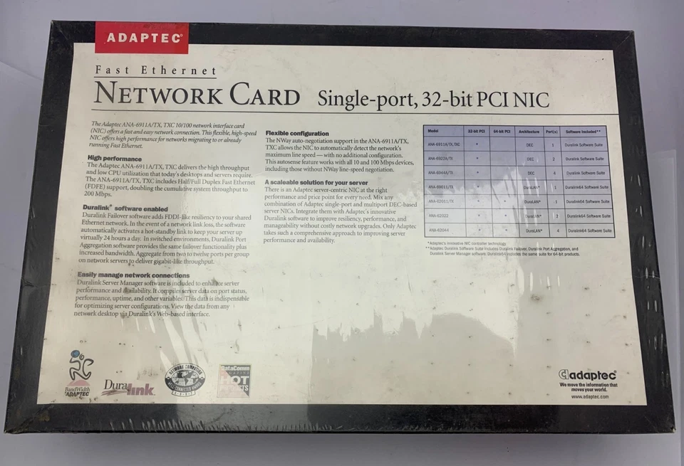 Adaptec Single-Port 10/100Mbp Fast Ethernet Network Interface Card ANA-6911A/TXC - Image 3 of 3
