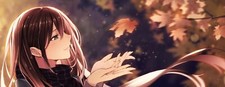 Landscape anime girls original characters pen fall long Custom Gaming Mat Desk