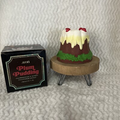 VINTAGE AVON PLUM PUDDING FRANKINCENSE &MYRRH CANDLE WITH BOX