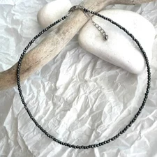 Hematite 2mm Tiny Beaded Choker Healing Dainty Women Boho Crystal Necklace Gifts