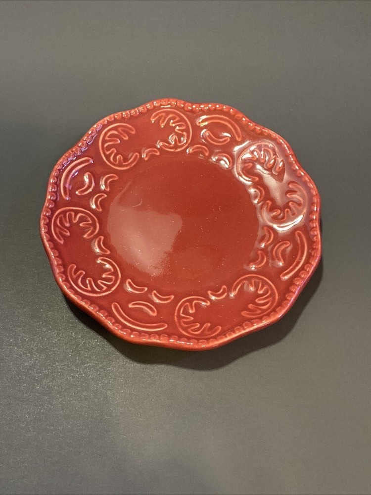California Pantry Embossed Burgundy Ceramic Dessert or Appetizer Plate 6 in