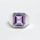 Natural Pink Amethyst Octagon Shape Engagement Ring Solid Silver Vintage Jewelry