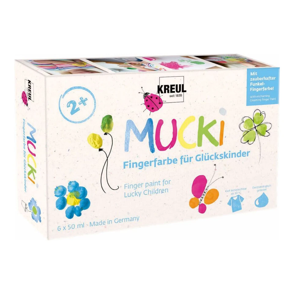 KREUL Fingerfarbe MUCKI für Glückskinder 50 ml 6er Set Mibni Format Bastel Malen
