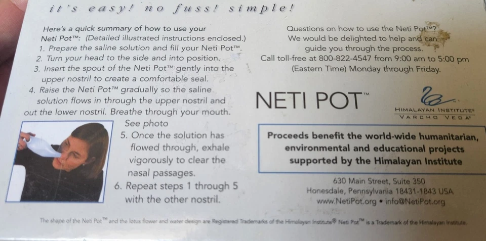 Breathe Easier Himalayan Institute Lead Free Ceramic Neti Pot - Image 3 of 4