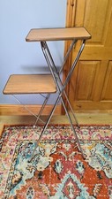 VINTAGE 1970'S FOLDING TEAK FORMICA PROJECTOR DISPLAY STAND PLANT STAND