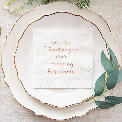 Bridal Shower Cocktail Napkins Dessert Napkins Rose Gold Foil Bachelorette Engag - Picture 3 of 6