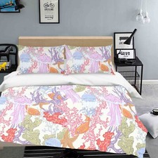 3D Sealife Fishes Corals Purple Quilt Cover Set Duvet Cover Bedding Pillowcases