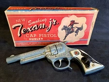 HUBLEY Smoking Texan Jr. Cap Pistol +Original Box Beautiful Condition