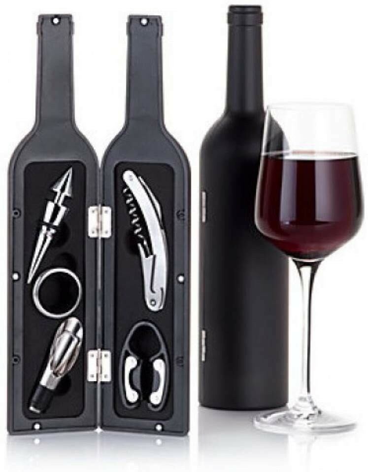 SET DE VINO 5 PIEZAS SACACORCHOS DE ROSCA, CORTACAPSULAS SET  ACCESORIOS P/VINO 