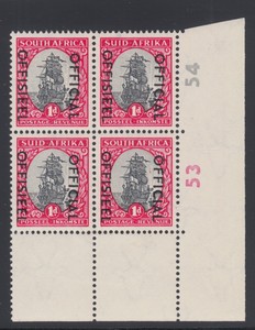 South-Africa-SG-O42-MLH-1950-1954-1p-Dromedaris-Cylinder-Block-light-numbers
