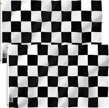 Anley Pack of 2 Fly Breeze 3x5 Ft Checkered Flag - Black and White Racing Flags