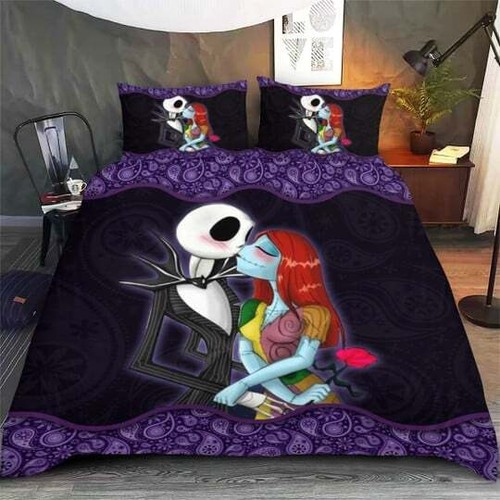 Jack Skellington & Sally Kissing Forever and Always Couple Bedding Set