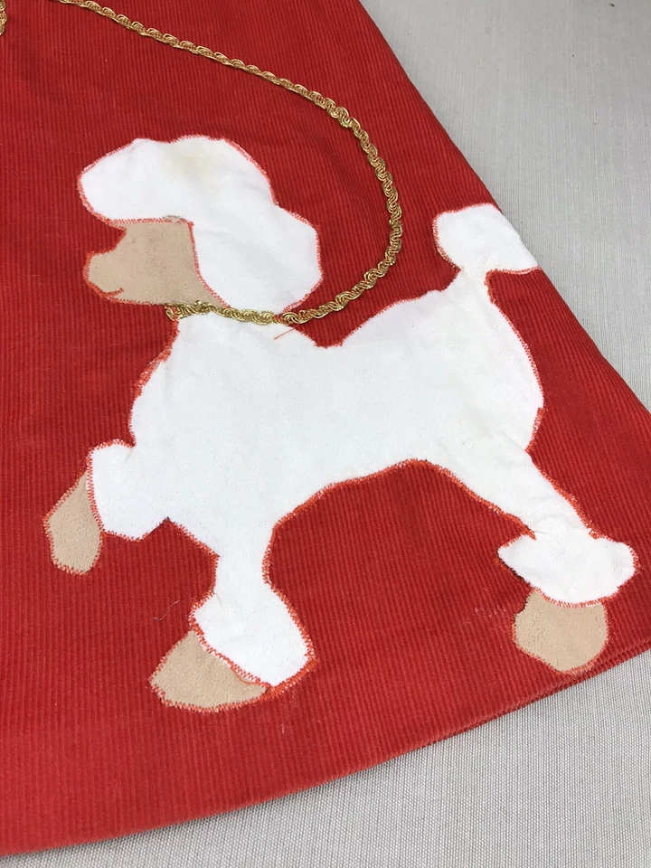 Falda caniche hecha a mano de pana roja vintage para niña cintura de 22" Foto 2 de 4