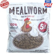 Protein-Rich Dried Mealworms Chickens Wild Birds Ducks Small Pets 5 lbs. Bag New