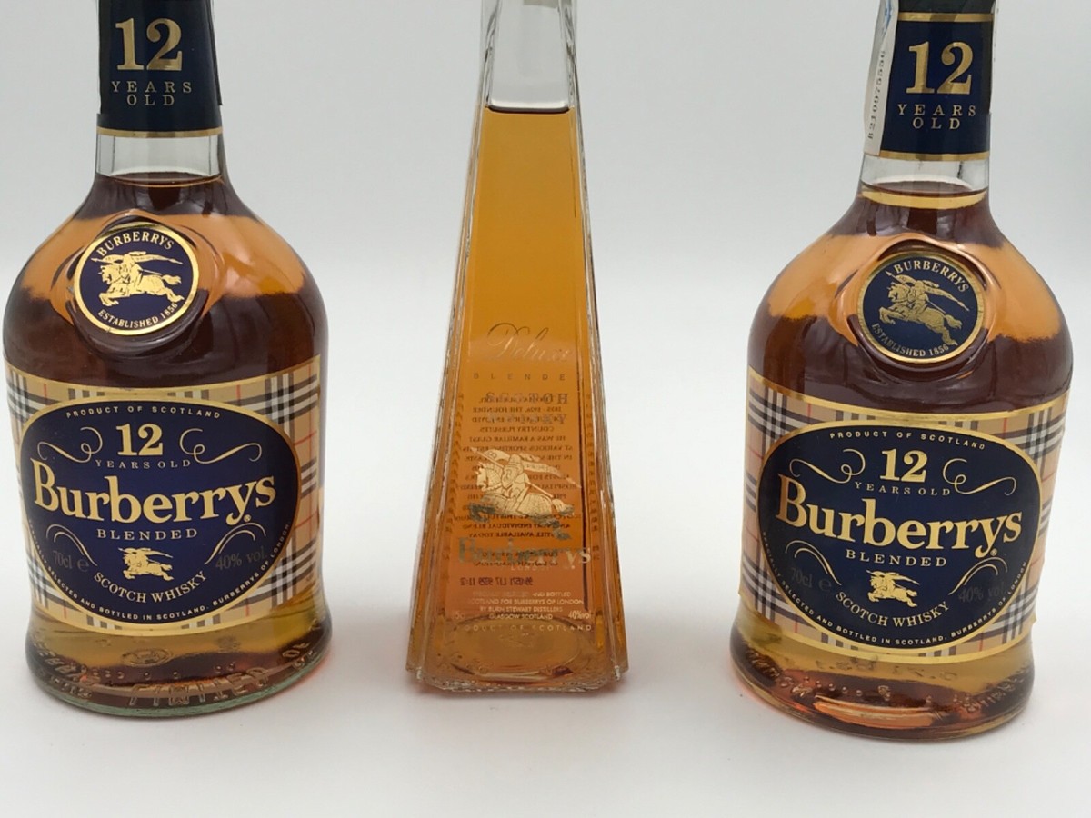 WHISKY BURBERRYS SET 3 BOTTLES 12 YEARS OLD FINEST BLENDED SCOTCH