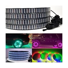 4Pcs 4 Rows 17'' Dancing/Chasing Color LED Wheel Ring Lighting Kits with APP ...