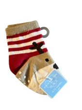 NEW The Children's Place Tan  Red Reindeer Socks Size: 6-12 Months - One Pair