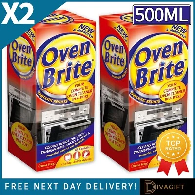 2 x OVEN BRITE CLEANING KIT 500ML OVENS GRILL COOKER DEGREASER CLEANER LIQUID