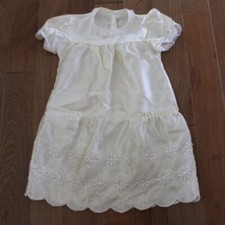Vintage Ivory Satin Lace Floral Embroidery Dress B Young Toddler 2T
