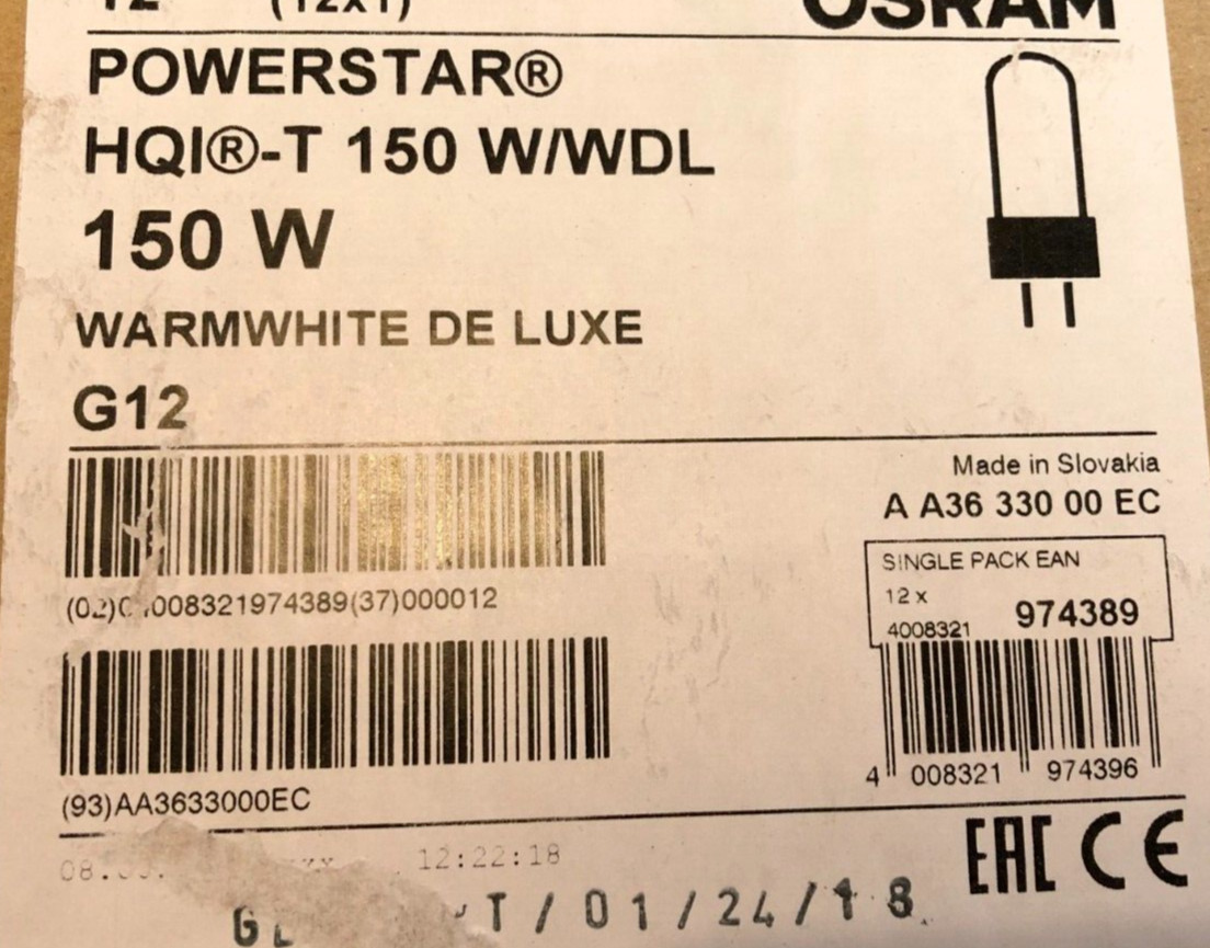 Osram Powerstar Hqi-T 150W/Wdl Warm White De Luxe G12