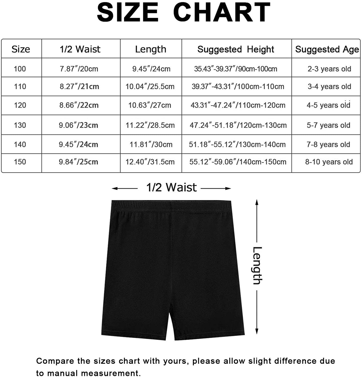 KEREDA Black Girls Cycling Shorts 5/6 Pack Kids Bike Dance Shorts for