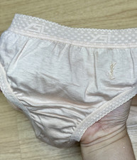 90s Rare Vintage Silky Peach Cotton Panty Nylon Lace Bikini Brief Sz.5 Hip33 36"